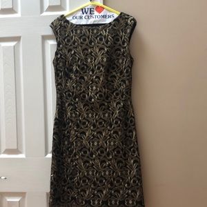 Ralph Lauren Gold Brocade Dress Size 8